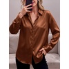 Zeagoo Satin Blouses for Women Casual Long Sleeve Button Down Silk Shirts Dressy Business Work Tunic Top(Light Brown)