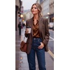 Zeagoo Satin Blouses for Women Casual Long Sleeve Button Down Silk Shirts Dressy Business Work Tunic Top(Light Brown)