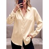 Zeagoo Satin Blouses for Women Casual Long Sleeve Button Down Silk Shirts Dressy Business Work Tunic Top(Light Khaki)