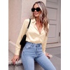 Zeagoo Satin Blouses for Women Casual Long Sleeve Button Down Silk Shirts Dressy Business Work Tunic Top(Light Khaki)