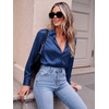 Zeagoo Satin Blouses for Women Casual Long Sleeve Button Down Silk Shirts Dressy Business Work Tunic Top(Navy Blue)
