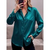 Zeagoo Satin Blouses for Women Casual Long Sleeve Button Down Silk Shirts Dressy Business Work Tunic Top(Peacock Blue)