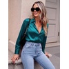 Zeagoo Satin Blouses for Women Casual Long Sleeve Button Down Silk Shirts Dressy Business Work Tunic Top(Peacock Blue)