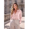 Zeagoo Satin Blouses for Women Casual Long Sleeve Button Down Silk Shirts Dressy Business Work Tunic Top(Pink)