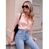 Zeagoo Satin Blouses for Women Casual Long Sleeve Button Down Silk Shirts Dressy Business Work Tunic Top(Pink)