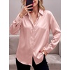 Zeagoo Satin Blouses for Women Casual Long Sleeve Button Down Silk Shirts Dressy Business Work Tunic Top(Pink)