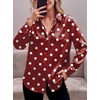Zeagoo Satin Blouses for Women Casual Long Sleeve Button Down Silk Shirts Dressy Business Work Tunic Top(Polka Dot Red)