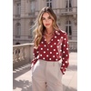 Zeagoo Satin Blouses for Women Casual Long Sleeve Button Down Silk Shirts Dressy Business Work Tunic Top(Polka Dot Red)