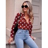 Zeagoo Satin Blouses for Women Casual Long Sleeve Button Down Silk Shirts Dressy Business Work Tunic Top(Polka Dot Red)