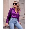 Zeagoo Satin Blouses for Women Casual Long Sleeve Button Down Silk Shirts Dressy Business Work Tunic Top(Purple)