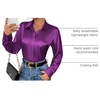 Zeagoo Satin Blouses for Women Casual Long Sleeve Button Down Silk Shirts Dressy Business Work Tunic Top(Purple)