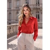 Zeagoo Satin Blouses for Women Casual Long Sleeve Button Down Silk Shirts Dressy Business Work Tunic Top(Red)