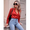 Zeagoo Satin Blouses for Women Casual Long Sleeve Button Down Silk Shirts Dressy Business Work Tunic Top(Red)
