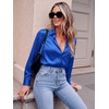 Zeagoo Satin Blouses for Women Casual Long Sleeve Button Down Silk Shirts Dressy Business Work Tunic Top(Royal Blue)