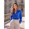 Zeagoo Satin Blouses for Women Casual Long Sleeve Button Down Silk Shirts Dressy Business Work Tunic Top(Royal Blue)