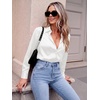 Zeagoo Satin Blouses for Women Casual Long Sleeve Button Down Silk Shirts Dressy Business Work Tunic Top(White)