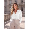 Zeagoo Satin Blouses for Women Casual Long Sleeve Button Down Silk Shirts Dressy Business Work Tunic Top(White)