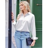 Zeagoo Satin Blouses for Women Silk Button Down Shirts Long Sleeve Tops(Aa-white)
