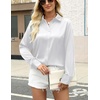 Zeagoo Satin Blouses for Women Silk Button Down Shirts Long Sleeve Tops(Aa-white)