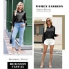 Zeagoo Satin Blouses for Women Silk Button Down Shirts Long Sleeve Tops(Black)