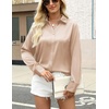 Zeagoo Satin Blouses for Women Silk Button Down Shirts Long Sleeve Tops(Champagne)