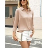 Zeagoo Satin Blouses for Women Silk Button Down Shirts Long Sleeve Tops(Champagne)
