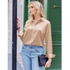 Zeagoo Satin Blouses for Women Silk Button Down Shirts Long Sleeve Tops(Champagne)