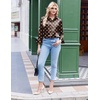 Zeagoo Satin Blouses for Women Silk Button Down Shirts Long Sleeve Tops(Chocolate Polka Dots)