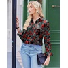 Zeagoo Satin Blouses for Women Silk Button Down Shirts Long Sleeve Tops(Crimson Nocturne)