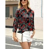 Zeagoo Satin Blouses for Women Silk Button Down Shirts Long Sleeve Tops(Crimson Nocturne)