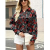 Zeagoo Satin Blouses for Women Silk Button Down Shirts Long Sleeve Tops(Crimson Nocturne)