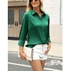Zeagoo Satin Blouses for Women Silk Button Down Shirts Long Sleeve Tops(Evergreen)