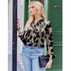 Zeagoo Satin Blouses for Women Silk Button Down Shirts Long Sleeve Tops(Leopard)