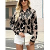 Zeagoo Satin Blouses for Women Silk Button Down Shirts Long Sleeve Tops(Leopard)