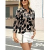 Zeagoo Satin Blouses for Women Silk Button Down Shirts Long Sleeve Tops(Leopard)