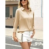 Zeagoo Satin Blouses for Women Silk Button Down Shirts Long Sleeve Tops(Light Tan)