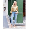 Zeagoo Satin Blouses for Women Silk Button Down Shirts Long Sleeve Tops(Light Tan)