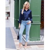 Zeagoo Satin Blouses for Women Silk Button Down Shirts Long Sleeve Tops(Navy)
