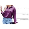 Zeagoo Satin Blouses for Women Silk Button Down Shirts Long Sleeve Tops(Purple)