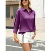 Zeagoo Satin Blouses for Women Silk Button Down Shirts Long Sleeve Tops(Purple)