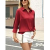 Zeagoo Satin Blouses for Women Silk Button Down Shirts Long Sleeve Tops(Red)