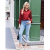 Zeagoo Satin Blouses for Women Silk Button Down Shirts Long Sleeve Tops(Red)