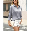 Zeagoo Satin Blouses for Women Silk Button Down Shirts Long Sleeve Tops(Silver)