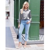 Zeagoo Satin Blouses for Women Silk Button Down Shirts Long Sleeve Tops(Silver)