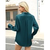 Zeagoo Satin Blouses for Women Silk Button Down Shirts Long Sleeve Tops(Teal Blue)