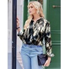Zeagoo Satin Blouses for Women Silk Button Down Shirts Long Sleeve Tops(Tie Dye)
