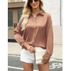 Zeagoo Satin Blouses for Women Silk Button Down Shirts Long Sleeve Tops(Toffee)