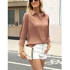 Zeagoo Satin Blouses for Women Silk Button Down Shirts Long Sleeve Tops(Toffee)