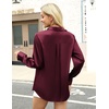 Zeagoo Satin Blouses for Women Silk Button Down Shirts Long Sleeve Tops(Wine Red)