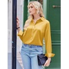 Zeagoo Satin Blouses for Women Silk Button Down Shirts Long Sleeve Tops(Yellow)